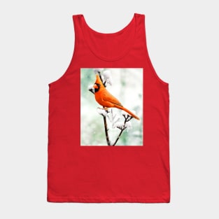 Northern Cardinal Red Bird in Winter Tank Top